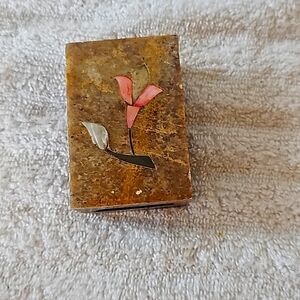 Soapstone Trinket Box with Flower.